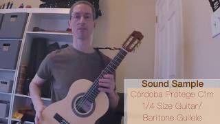 Sound Sample Cordoba C1m 14 size guitar baritone guilele E tuning [upl. by Kirit]