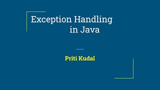 28 Exception Handling in Java [upl. by Taite664]