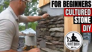 How to install cultured stone veneer for beginners Part 1 on a Homestead [upl. by Stern]