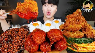 ASMR MUKBANG 직접 만든 양념 치킨먹방 스테이크 짜파게티 레시피 amp 먹방 FRIED CHICKEN AND BLACK BEAN NOODLES EATING SOUND [upl. by Luzader902]