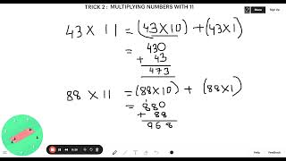 TRICK 2  MULTIPLYING NUMBERS WITH 11 [upl. by Eyar]