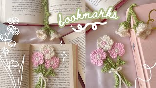 how to crochet flower bookmarks  lily of the valley amp mini bouquet tutorial [upl. by Omrelliug]