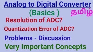 Analog to Digital converter Basics  Resolution Quantization Error Problems Tamil Exam Approach [upl. by Silsbye]