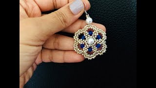 Unique Flower Beaded Earrings or PendantHow to make beaded earrings DIY craft [upl. by Mcnair]