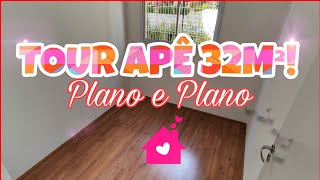 TOUR APÊ 32M² PLANO E PLANO💖  Tour apartamento PLANO VILA CARMOSINA  Minha casa minha vida [upl. by Valdas430]