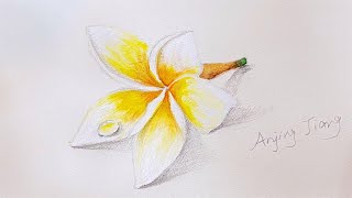 Frangipani Flower Painting in Time Lapse  Acrylic Painting for Water Drops Series 2 4K [upl. by Bilow934]