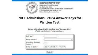 NIFT Response Sheet Released 2024  Answer Key [upl. by Najtsirk]