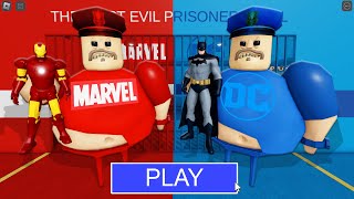 MARVEL BARRY Vs DC BARRY in BARRYS PRISON RUN New Scary Obby Roblox [upl. by Ynove]