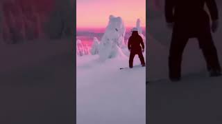 Snowboarding Lapland Finland trending nature naturelovers naturephotography [upl. by Smailliw]