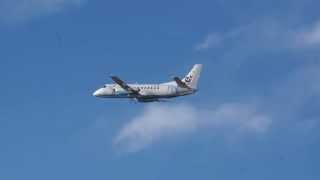 SAAB 340 TurbopropFlybe is taking off from Benbecula Airport Outer HebridesScotland [upl. by Gnivre]