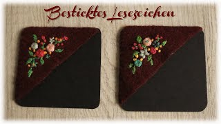 Besticktes Lesezeichen  DIY  embroidered Bookmark [upl. by Salangi709]