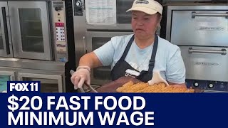 CA minimum wage increase goes into effect for fast food workers [upl. by Dumond]