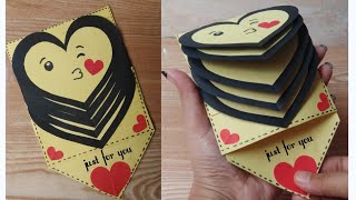 DIY Emoji Heart waterfall Card  Pull Me Waterfall Card  Best Gift Card For Friends [upl. by Velvet]