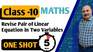 Class 10th Maths Chapter 3 Pair of Linear Eq in 2 variables Revision in just 5 mins ll NCERT ll [upl. by Edniya]