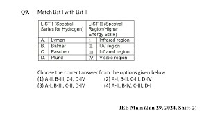 Q9 JEE Main Chemistry PYQ Jan 29 2024 Shift 2  Atomic Structure  NEON JEE NEET [upl. by Liva]