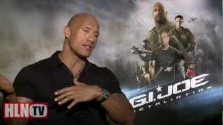 GI JOE RETALIATION interviews Dwayne The Rock Johnson [upl. by Lyrac]