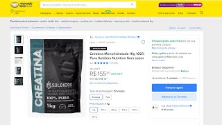 Creatina Monohidratada 1Kg 100 Pura Soldiers Nutrition  Afiliado Mercado Livre [upl. by Otila]