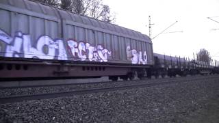 BR 155 Railion mit gemischten Güterzug auf der Frankenwaldbahn [upl. by Yrollam149]