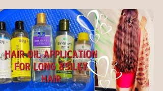 My hair care routine  hair oil application for long and thick hair  how to reduce hair fall [upl. by Niwrehs559]