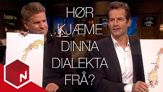 Jon og Håvard konkurrerer i norske dialekter  Praktisk info med Jon Almaas  discovery Norge [upl. by Aholla]