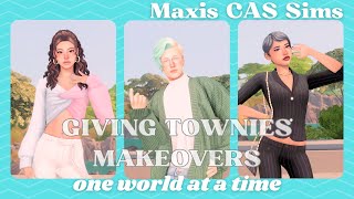 Giving Sims townies makeovers one world at a time Maxis CAS Sims [upl. by Dominik491]