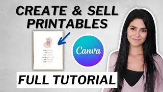 Create PRINTABLE Wall Art in Canva to Sell on Etsy Step by Step Process [upl. by Aileek]