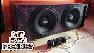 Can THIS Small JBL Flip 4 REALLY Power TWO 12inch Subwoofers [upl. by Urita]