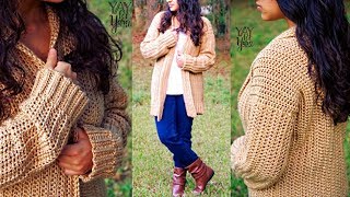 Free Crochet Cardigan Pattern for Beginners Comfy Cozy Cardigan [upl. by Ziladnerb]