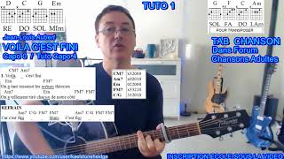 Voila Cest Fini  Accords faciles pour guitare Tuto 1  JeanLouis Aubert [upl. by Ariak]