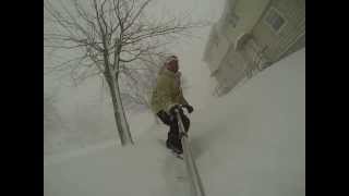 Oswego NY  January 27 2014  Sidewalk shred session in Blizzard  Yes kids had school today [upl. by Nosyarg]