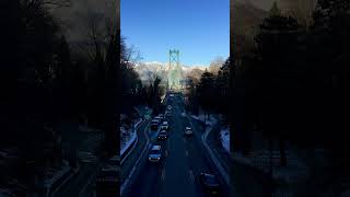 Winter Wonderland 🌉 Lions Gate Bridge After Snowfall  Stanley Park Views [upl. by Ahsiruam438]