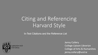 Citing and referencing using the Harvard Style [upl. by Ansaev691]