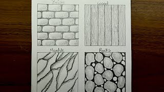 How to draw Textures  Step by Step  Brickwoodmarblerock drawings [upl. by Kaslik]