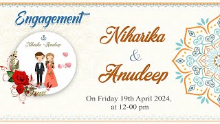 Niharika  Anudeep  Engagement On Friday 19 April 2024 at 1200 PM [upl. by Lil]