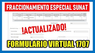 FORMULARIO 1707 SUNAT FRACCIONAMIENTO ESPECIAL ACTUALIZADO [upl. by Kielty722]