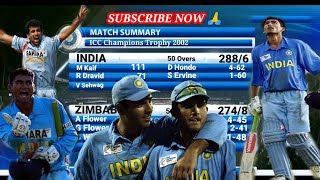 India 875 M Kaif 111 ICC Champions trophy 2002 India Vs Zimbabwe Highlights [upl. by Winchell658]