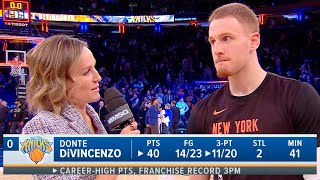 Donte DiVincenzo talks breaking Knicks Record Postgame Interview [upl. by Dougy612]