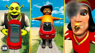 Super Cars VS Shrek Characters 1 😱 BeamNGDrive  SuperReact [upl. by Sleinad]