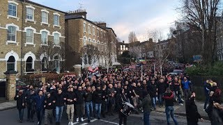 Curva Sud Milano in trasferta a Londra  Corteo ed entusiasmo dentro al settore ospiti [upl. by Gruchot]