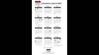 Calendario Laboral 2020  Días Festivos Nacionales para 2020 Todos los Puentes NO VAYAS A TRABAJAR [upl. by Damales]