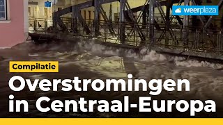 Overstromingen in CentraalEuropa door zware regenval  Compilatie Weerplaza [upl. by Yrolg]