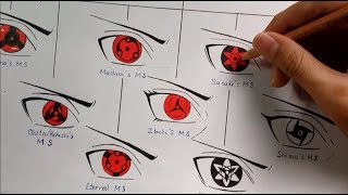 Drawing All Mangekyou Sharingan Forms  Evolution Of Sharingan  Kakashi Art [upl. by Lalise325]