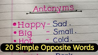 20 simple Antonyms for Kids  Antonyms for students Opposite Words [upl. by Domenech]