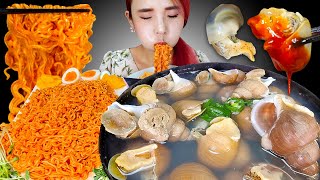 Mukbang Sea Snail Whelk Soup🐚동해 백골뱅이탕amp진비빔면 먹방😋SPICY BIBIM NOODLES Eating Show ASMR  쎄미 [upl. by Kimmi]