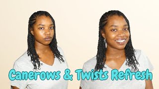 Refresh Day 6 Canerows and Two Strand Twists Protective Style  Box Braids No Puffy Roots [upl. by Quillon518]