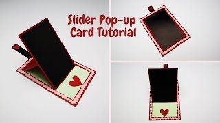 DIYSlider Pop Up Card For Scrapbook  How to Make Photo Slider Pop Up Card [upl. by Tertia]