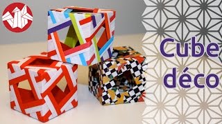 Origami  Cube décoratif  Decorative Cube Senbazuru [upl. by Daughtry]