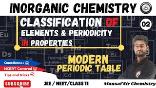 Classification Of Elements And Periodicity In Properties Class 11  Periodic Table Class 11th  L02 [upl. by Pokorny]