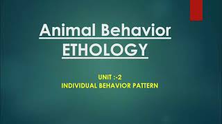 Animal Behavior  Ethology  Individual Behavior Pattern  Bachelor Degree fifth Semester Honors [upl. by Arleyne]