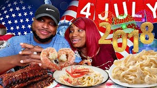 Seafood boil Ribs and Pasta 4th of July Mukbang [upl. by Cy]